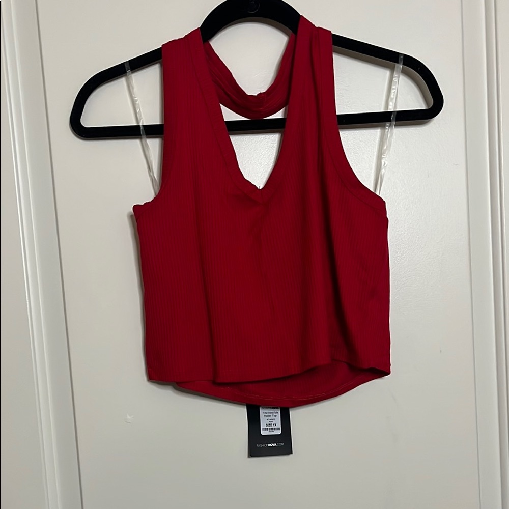 Fashion Nova Red Sleeveless Crop Tank Top
